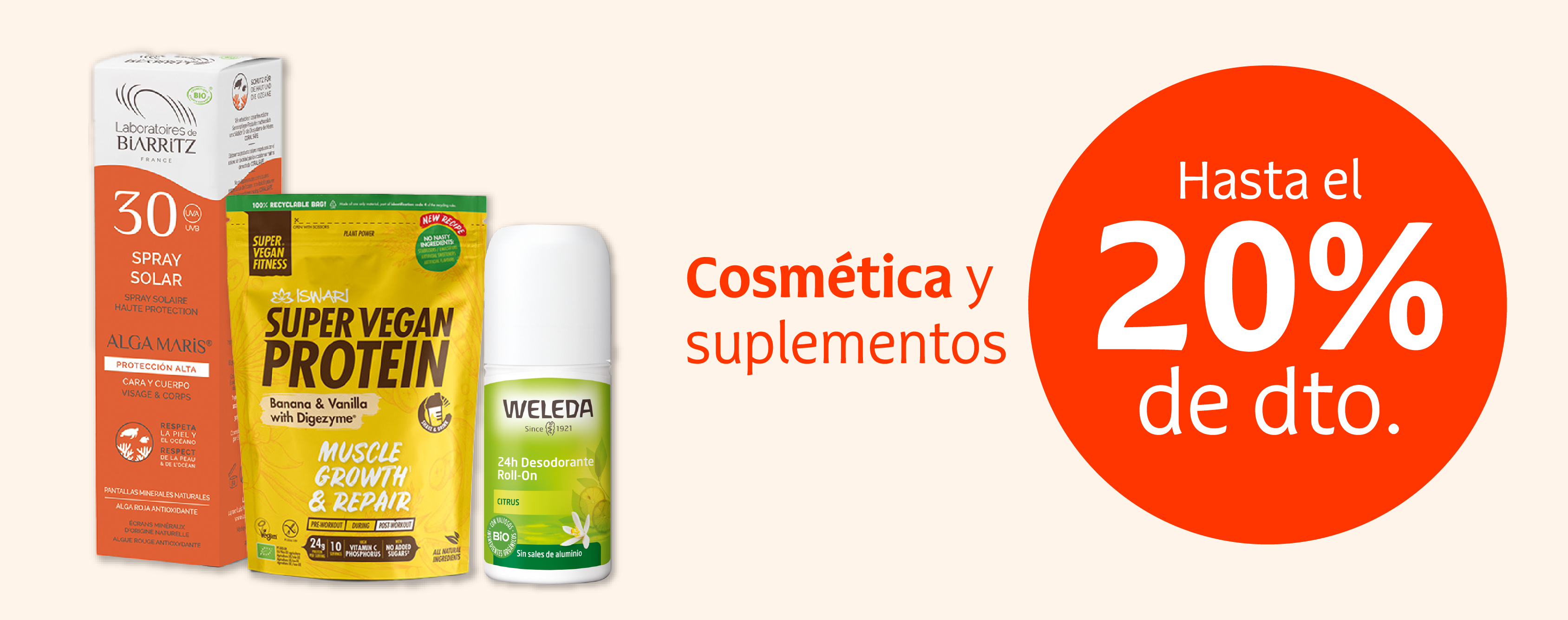Productos de cosmética y suplementación en oferta
