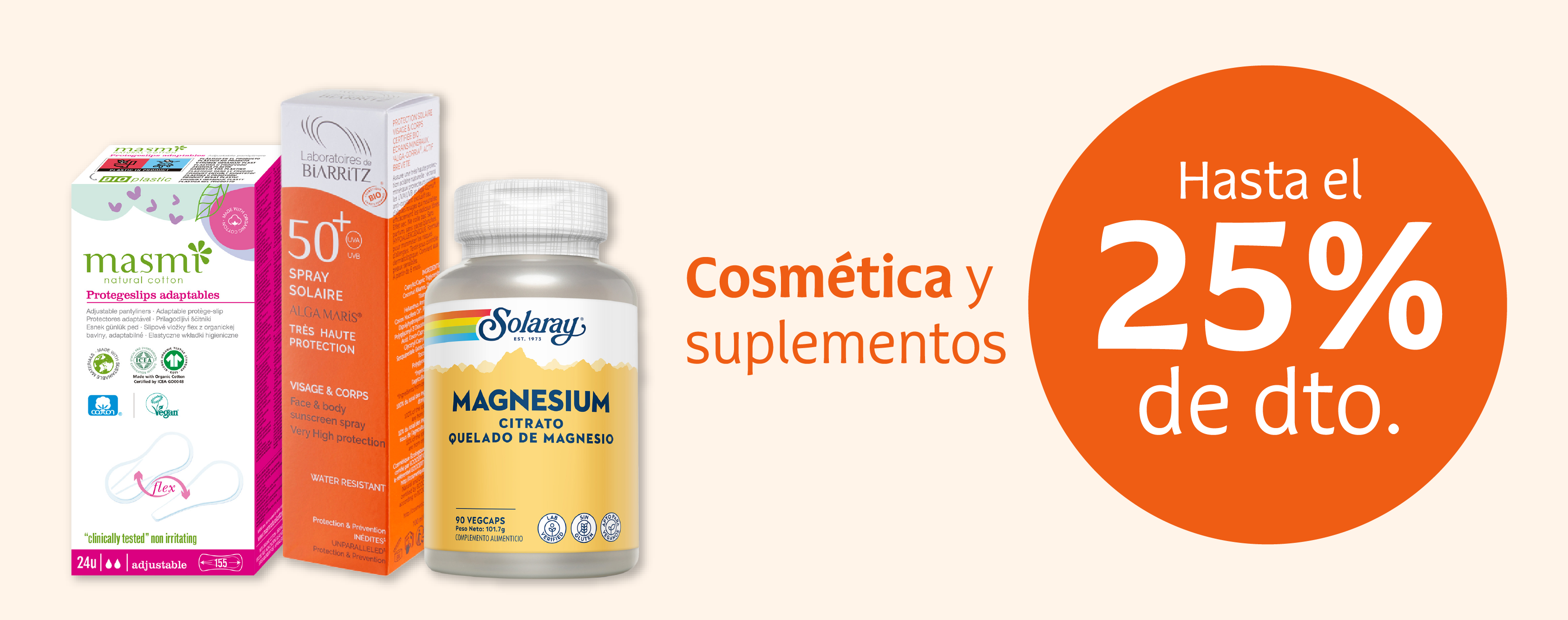 Productos de cosmética y suplementación en oferta