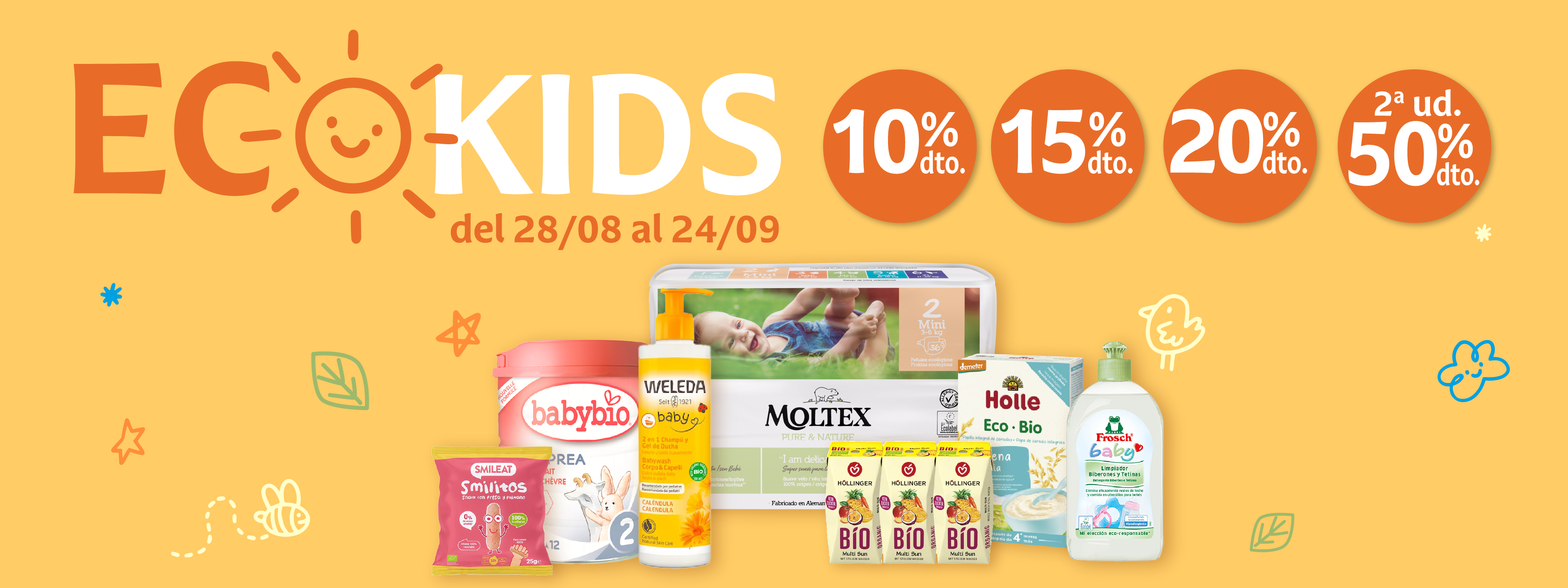 Bodegón de productos de bebé y niño en promoción en supermercados Veritas
