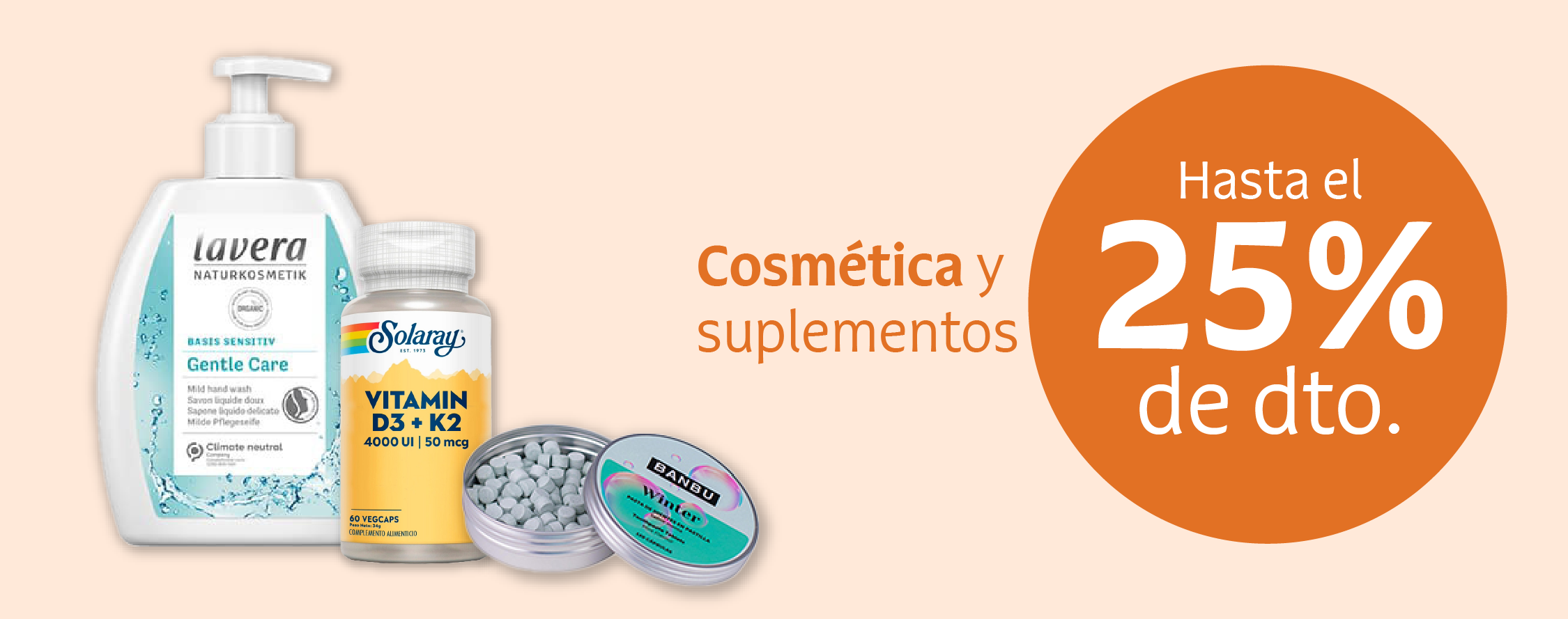 Productos de cosmética y suplementación en oferta