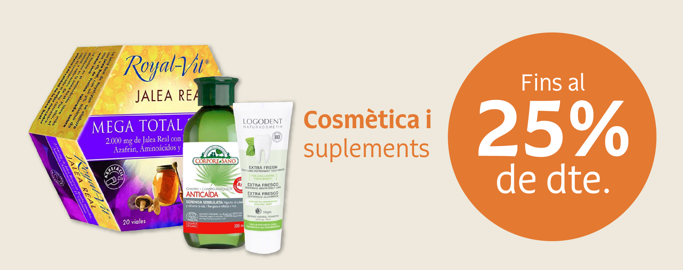 Productos de cosmética y suplementación en oferta
