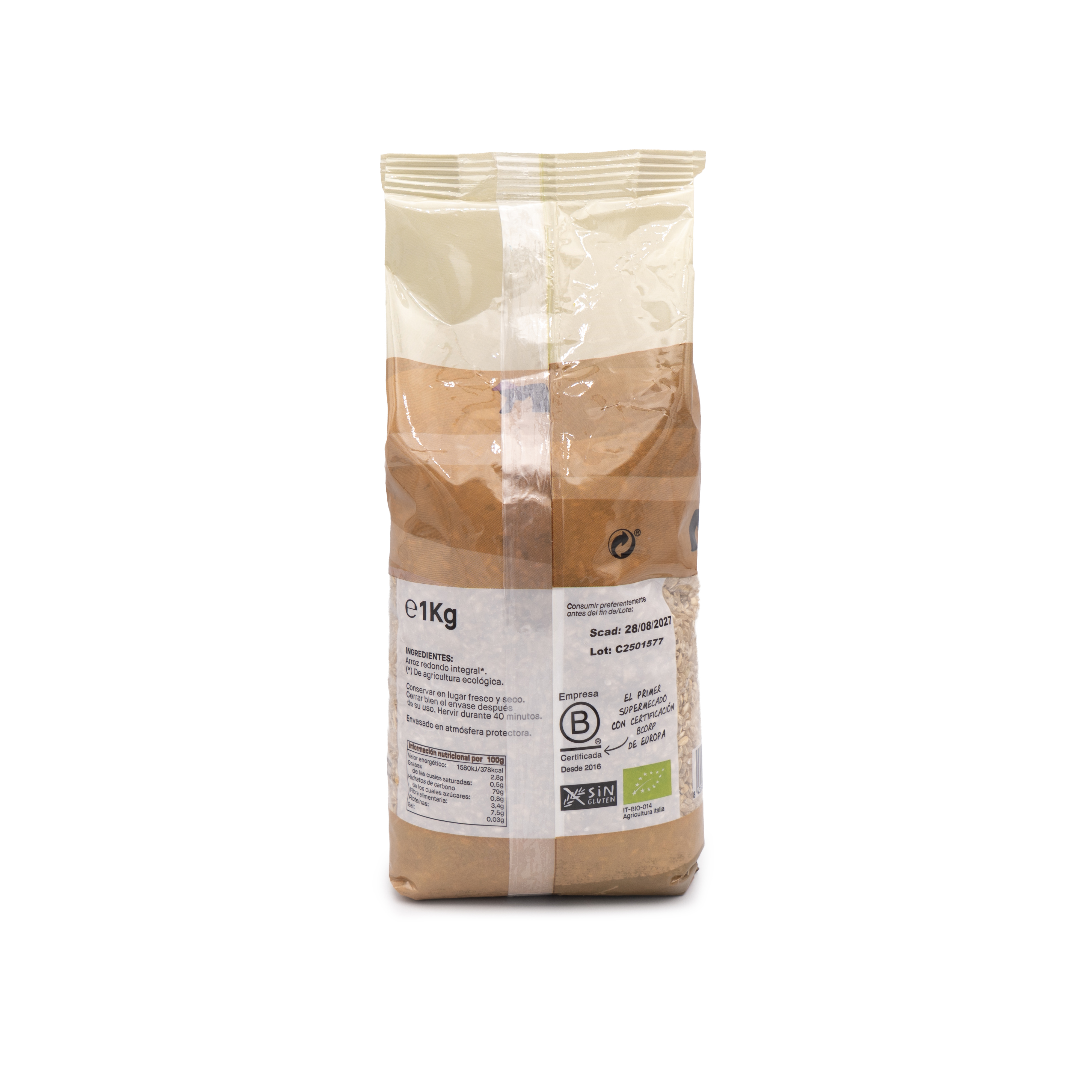 Arroz integral redondo 1kg ECO