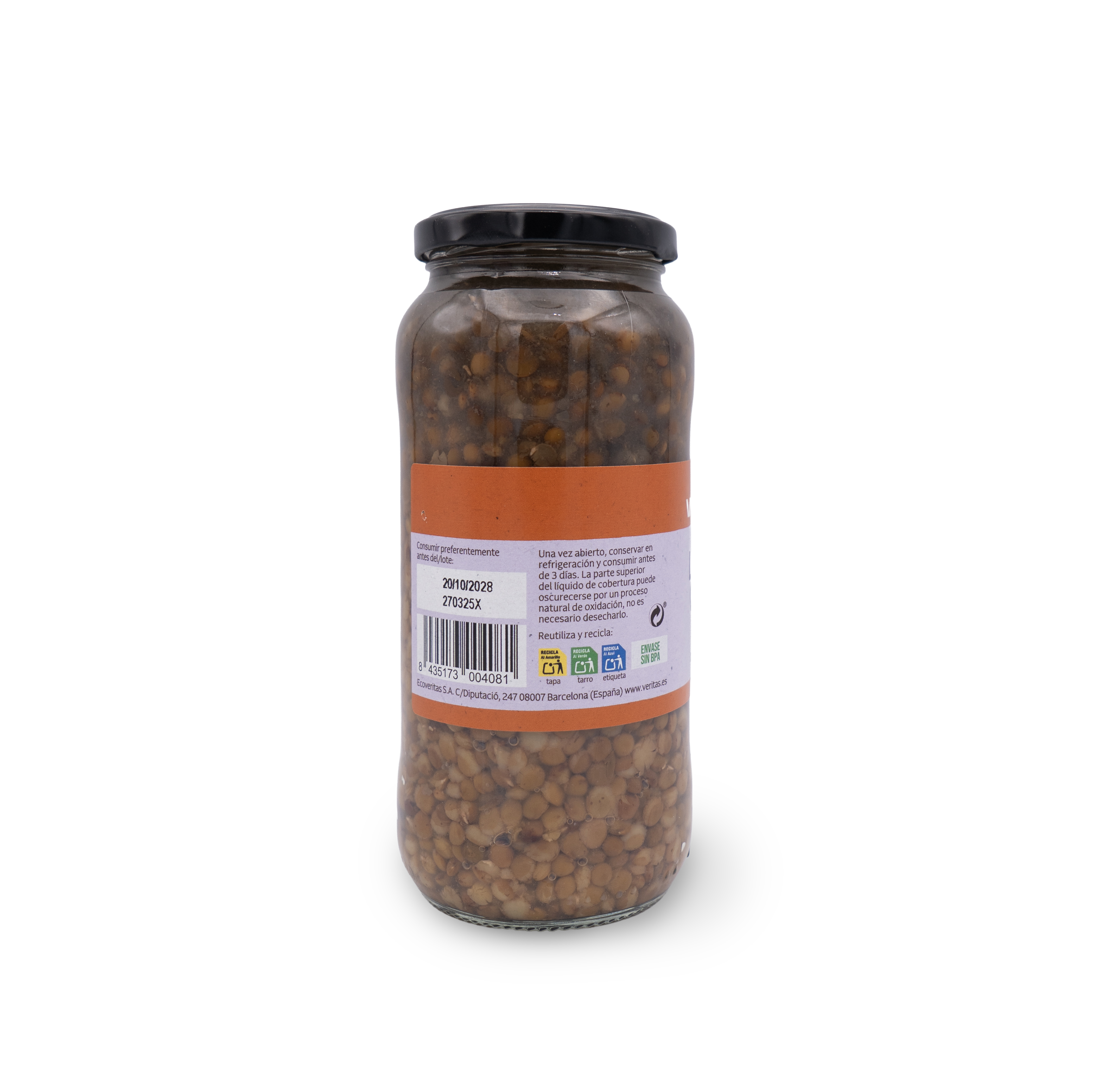 Lenteja pardina cocida 400g ECO