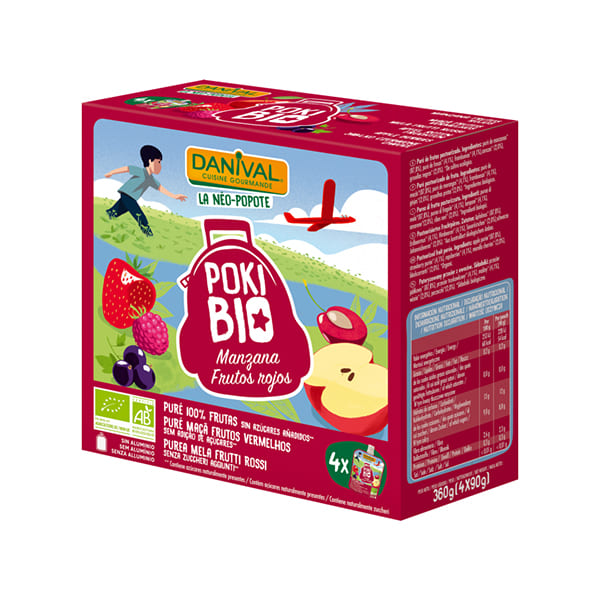 Poki de manzana con frutos rojos 4x90g