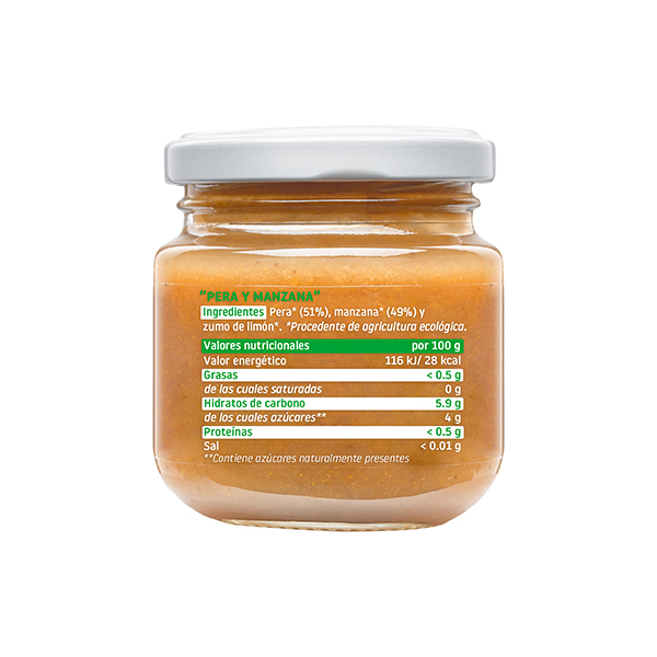 Puré pera y manzana 130g ECO