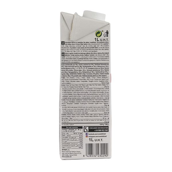 Beguda de coco i ametlla sense sucre ECO