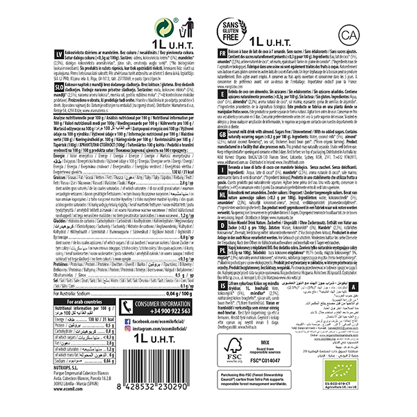 Beguda de coco i ametlla sense sucre ECO