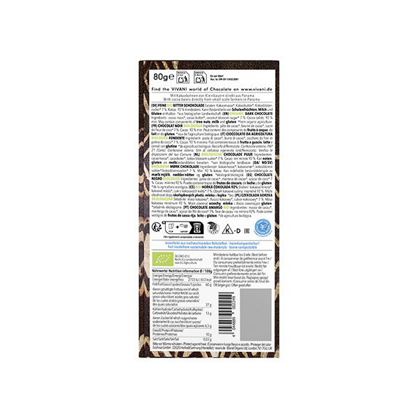 Xocolata 92% sucre coco 80g ECO