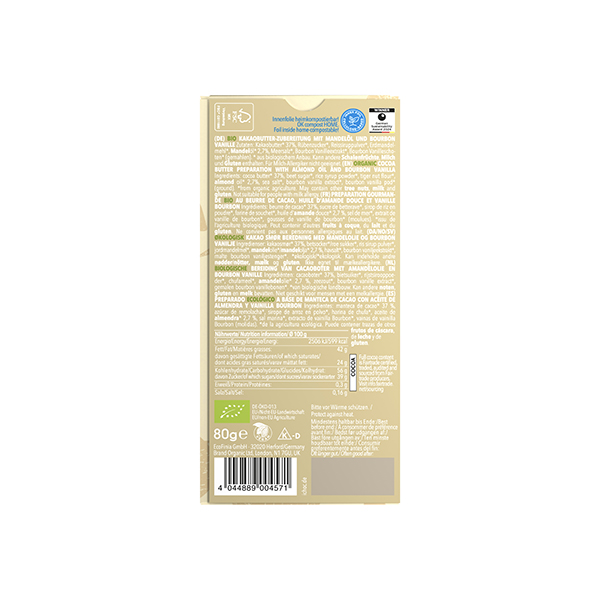 Xocolata blanca vainilla 80g ECO