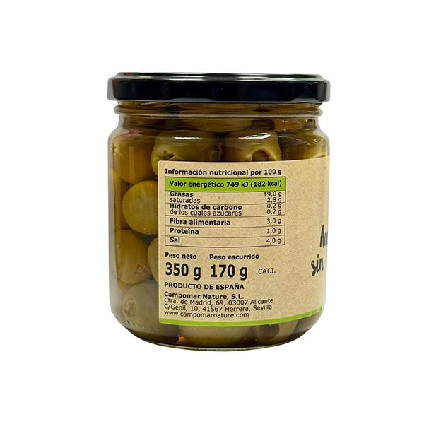 Oliva verda sense ós adobades 170g ECO