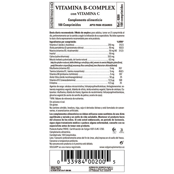 Vitamina B Complex con Vitamina C 100u