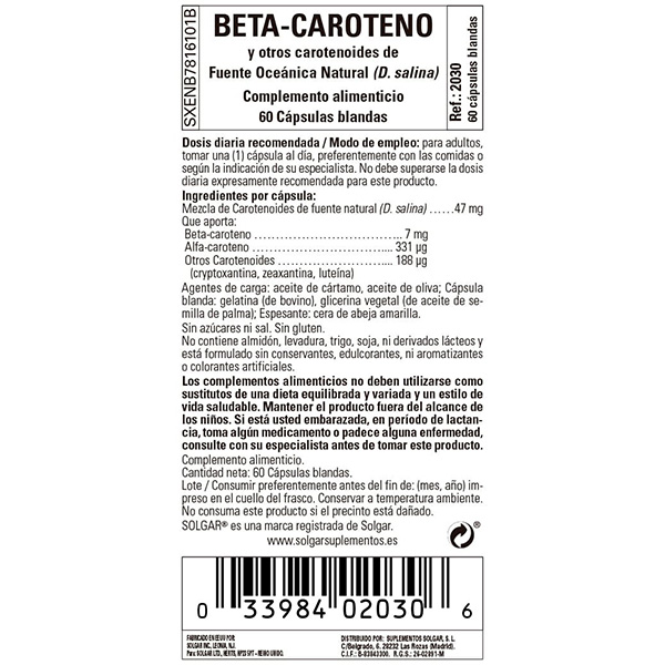 Beta caroteno 100% oceanico 7mg 60cap