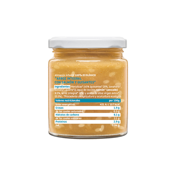 Arroz integ salmón guisante 230g ECO