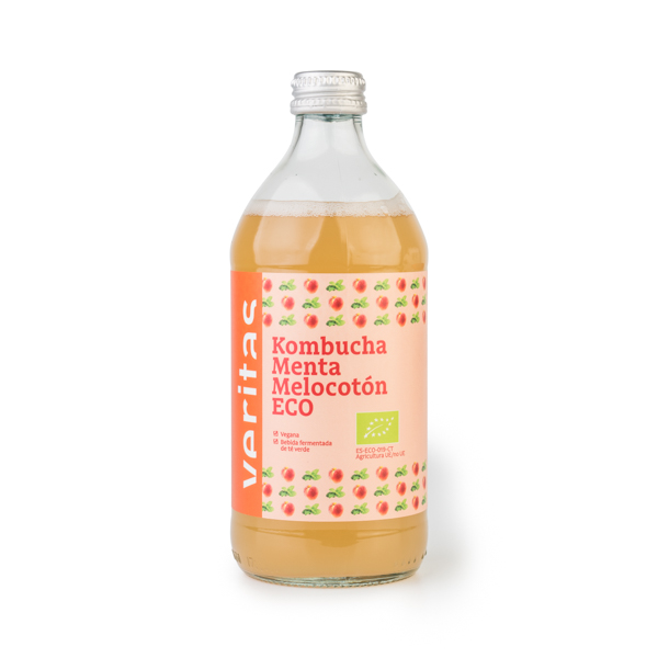 Kombucha menta melocotón 500ml ECO