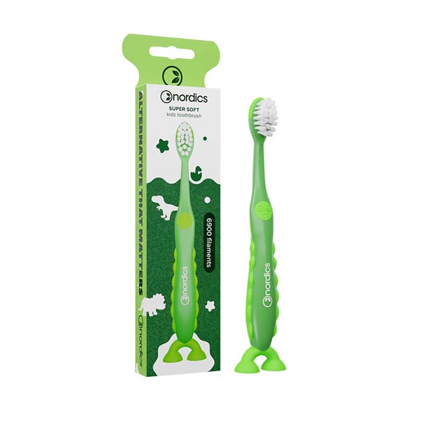 Cepillo dientes infan dino verde