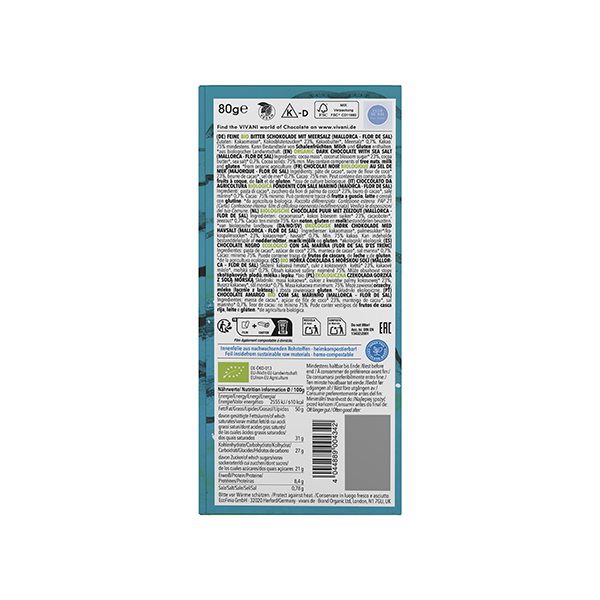 Chocolat neg 75 flor sal 80g ECO