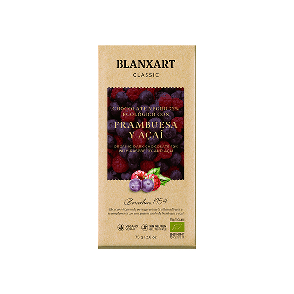 Chocolat 72% framb açaí 75g ECO