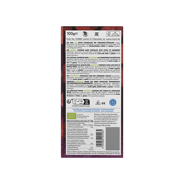 Chocolate negro 70 arand 80g ECO