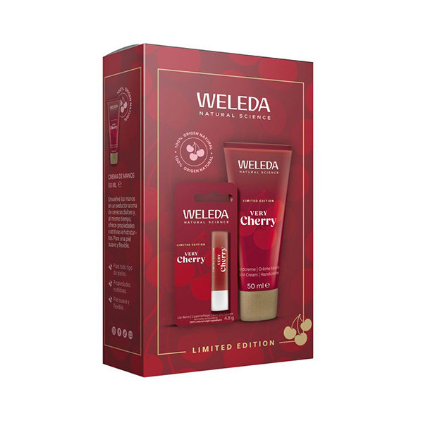 Duo cherry lipbalm manos